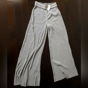 Anthropologie Ett Twa Silver Wide Leg Crop Pants